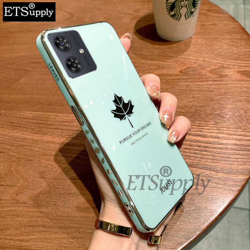 Phone case For Motorola G64 Back cover Shining Maple Leaf Design soft plating Back cover Motorola Moto G64 case. 