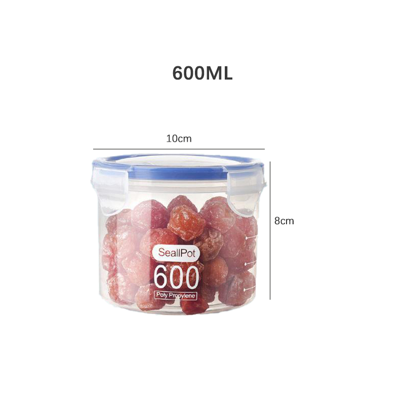Homenhome Home Kitchen Food-grade Plastic Sealed Storage Box Creative Grains Waterproof and Moisture-proof Portable Lid Food Jar