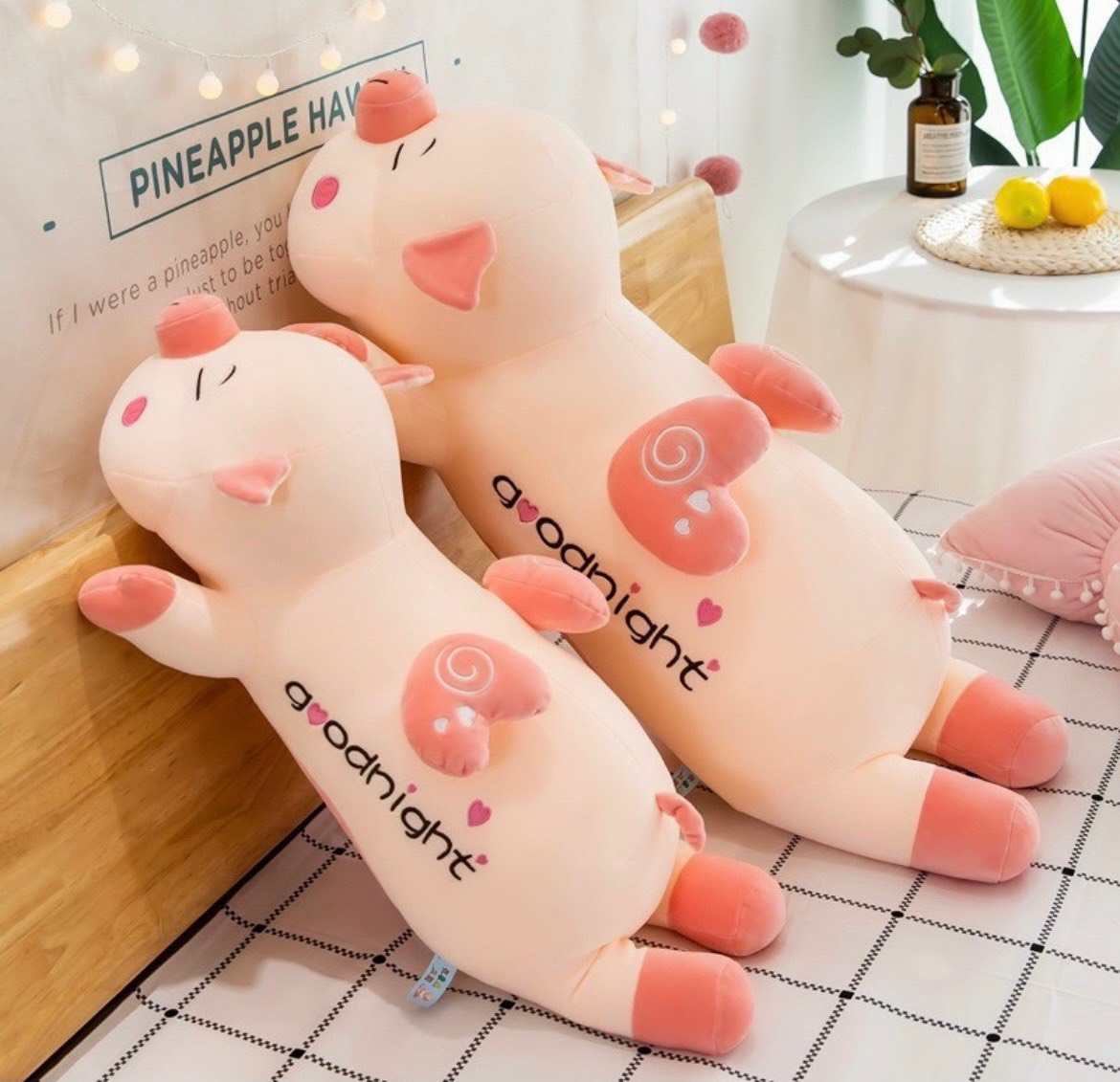 Gấu Bông Heo Thiên Thần Cánh Tim Chữ Goodnight Dễ Thương