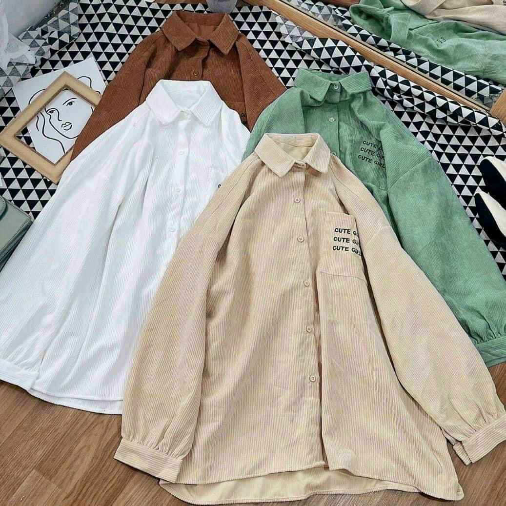ÁO SƠ MI NHUNG TĂM NỮ ONESIZE SIÊU ĐẸP FROM RỘNG PHONG CÁCH NĂNG ĐỘNG CÁ TÍNH