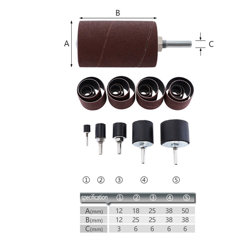 21Pcs Drum Sander Kit Sanding Belt Grit 80 120 Sandpaper Short with