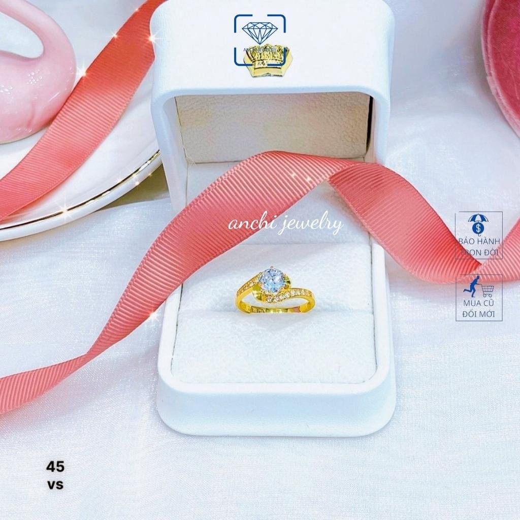 Nhẫn vàng tây đính đá ,Vàng bạc an chi
