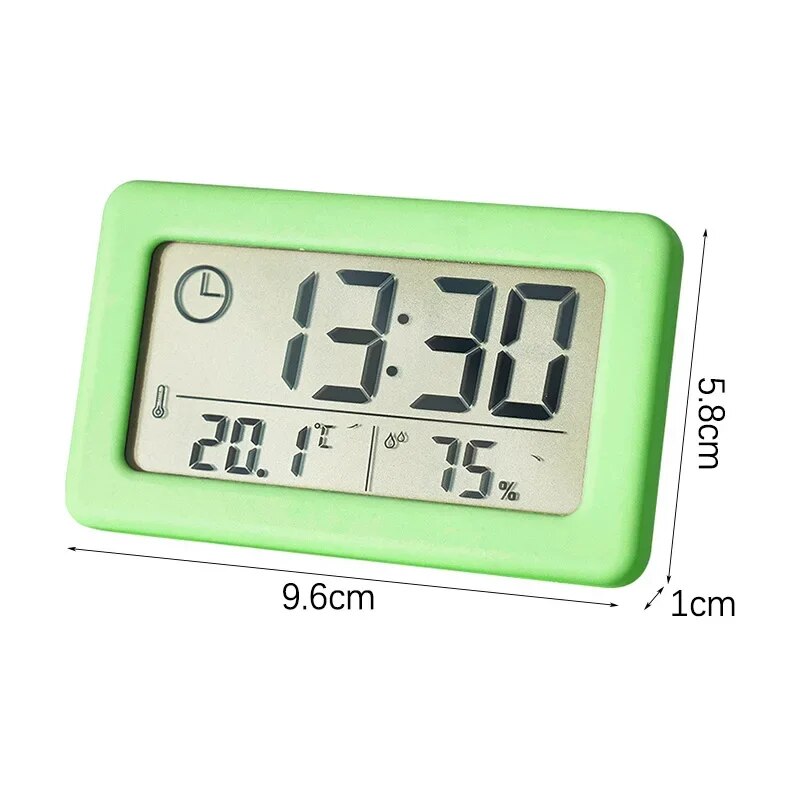 Wall Mounted Digital Clock Temperature Humidity Time Display Mini Wall Clock for Bedroom Living Room Thermometer Hygrometer