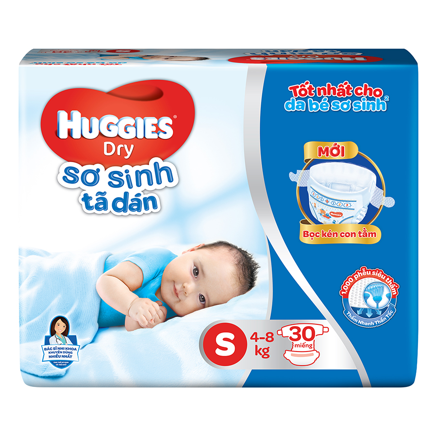 Tã Dán Huggies Size S30 MIẾNG CHO BÉ TỪ 4-8KG