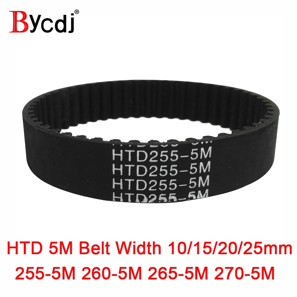 Arc htd 5m rubber timing belt c=255/260/265/270 width10/15/20/25mm htd5m synchronous belt 255-5m 260-5m 265-5m 270-5 closed-loop