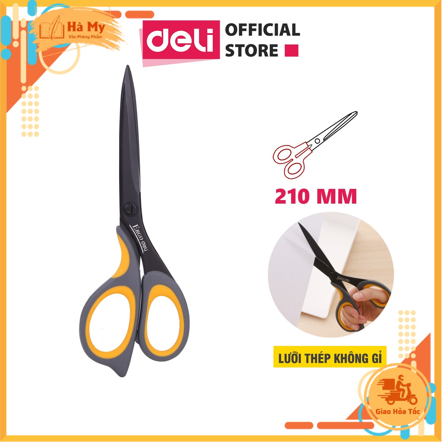 (1 Cây) Kéo văn phòng cao cấp 210mm Deli E77757