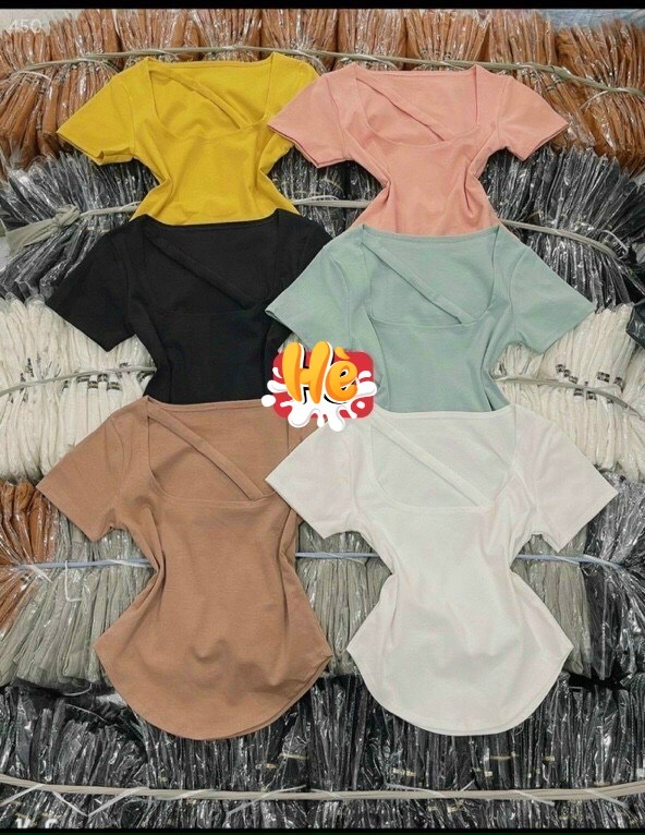 Áo thun nữ cổ U dây chéo cổ thời trang siêu tôn dáng