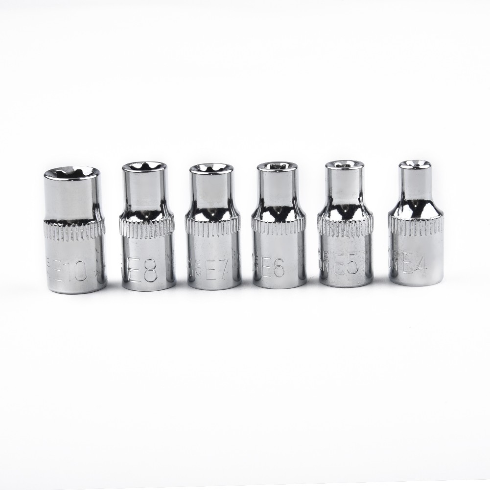 Hometool versatile 6 piece e4 e5 e6 e7 e8 e10 torx star female bit e socket set