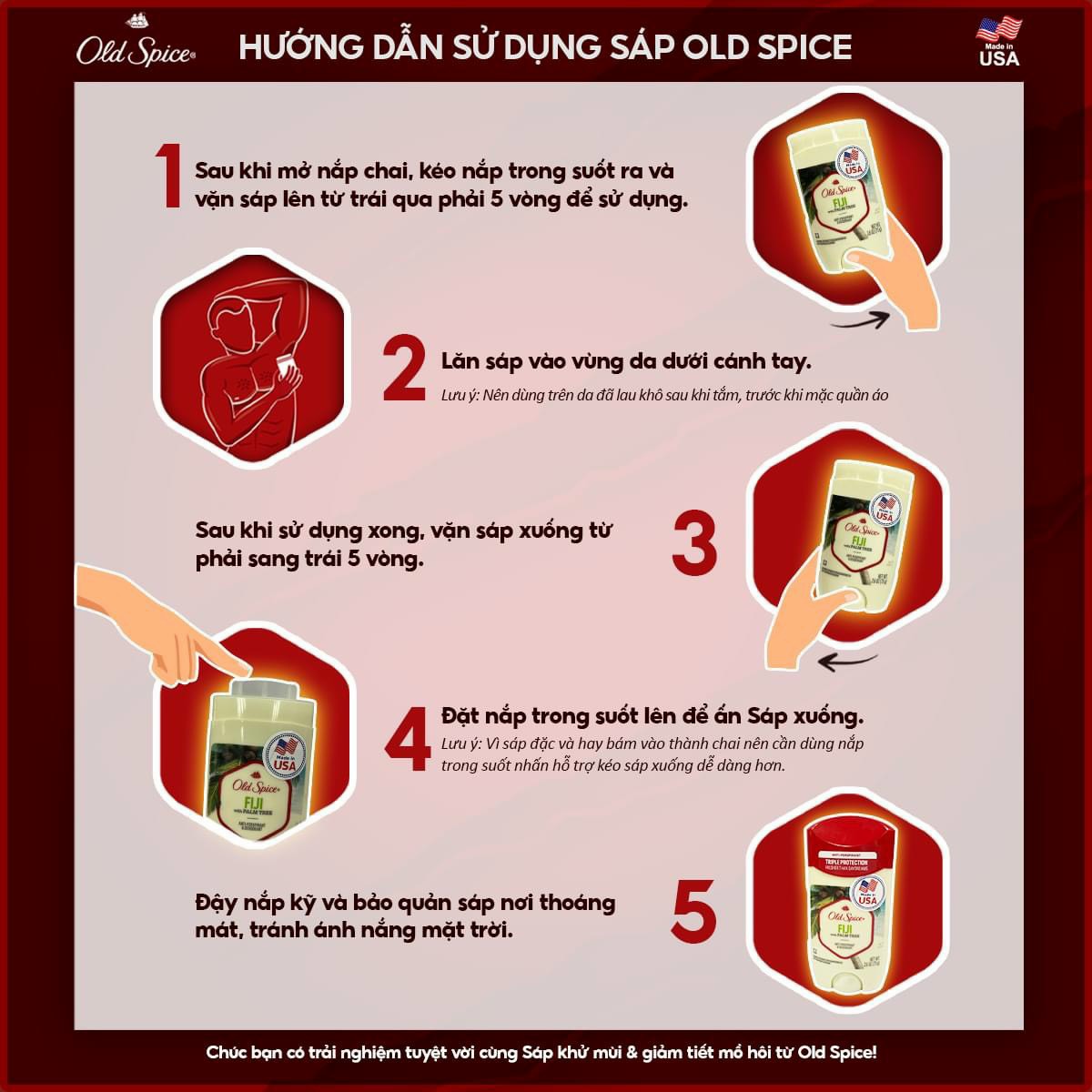 [USA] Lăn sáp khử mùi Old Spice 73g (sáp trắng) Bearglove - Mỹ