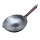 GJURD Anti-scalding Chinese Traditional Iron Wok Round Bottom Wooden Handle Iron Pot Kitchen Cookware Non-stick Frying Pan Restaurant. 