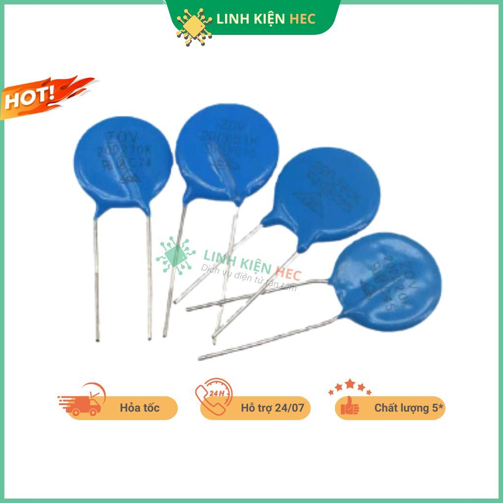 Tụ chống sét varistor các loại 10d101k/10d151k/10d181k... linh kiện hec.