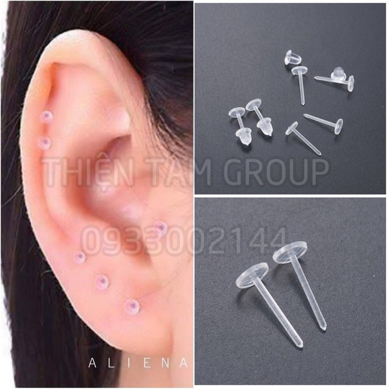 Khuyên tai nhựa giữ lỗ 10 chiếc