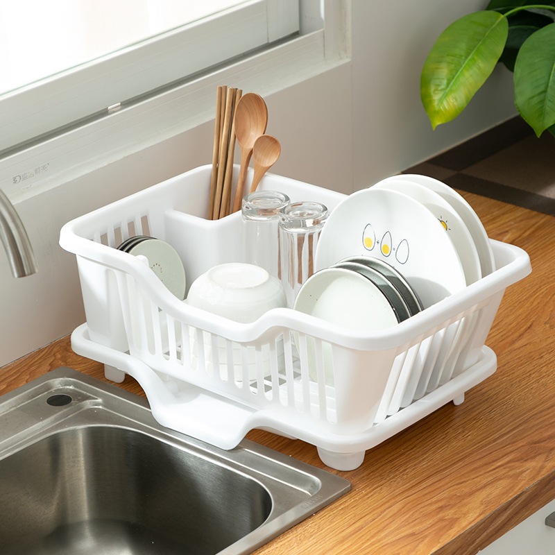 Kệ để chén bát có khay thoát nước - khay kệ úp chén bát, rổ úp chén đĩa đũa muỗng có khay hứng nước