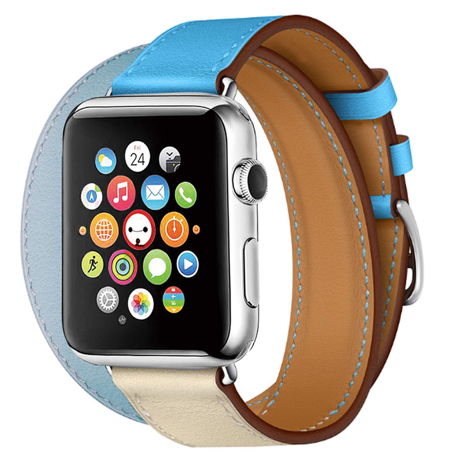 PC/タブレット PC周辺機器 Apple Watch Genuine Leather Double Tour Mix Color Strap Compatible 