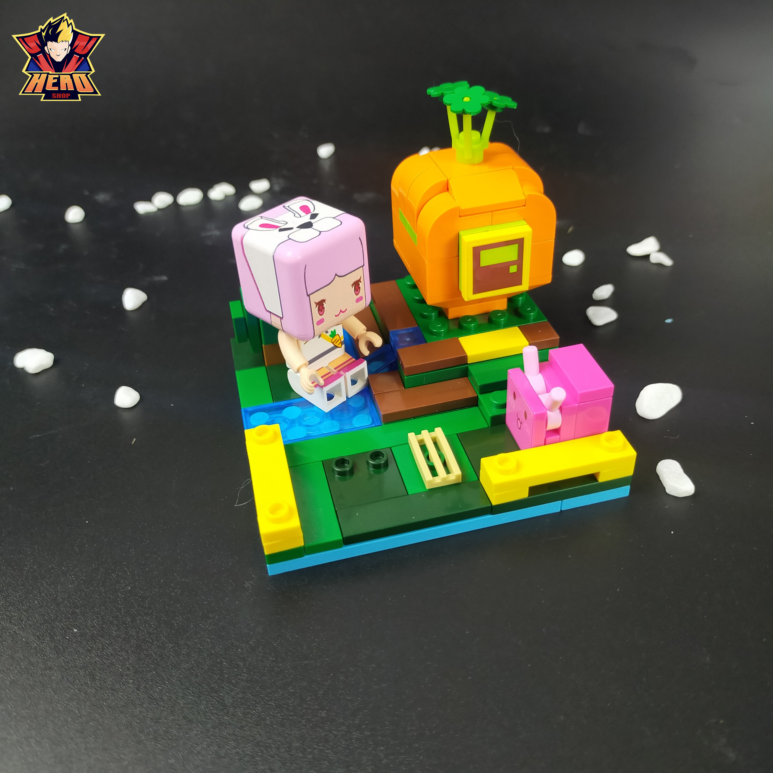 Lego Mini World Thỏ Hồng nuôi thỏ