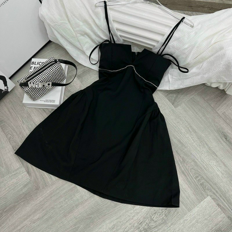 Đầm Xòe Dây Đính Dây Đá (có mút) Sang Chảnh