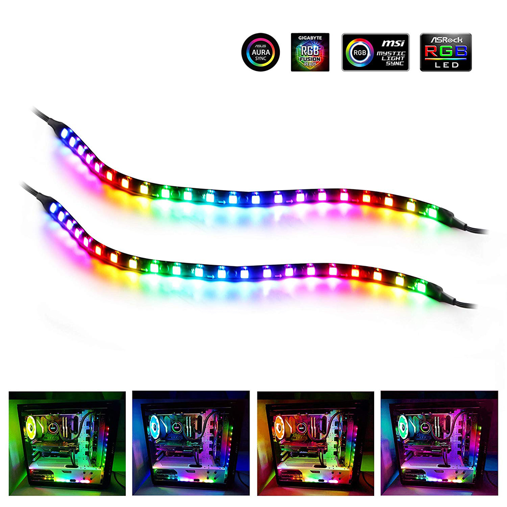 Speclux NEON Addressable RGB PC LED Strip, 2x15.7inch WS2812 RGB Rainbow  Magnetic ARGB Strip for 5V 3-pin Aura SYNC, Gigabyte RGB Fusion, MSI Mystic