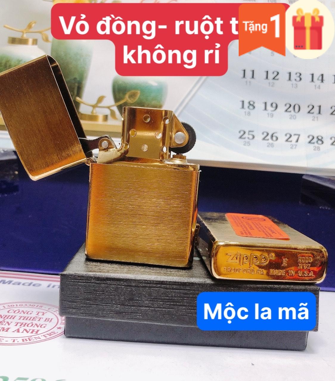 LA MÃ - BẬT LỬA ZIPPO MÀU VÀNG_Vàng LOẠI XƯỚC NGANG, Mọc La mã