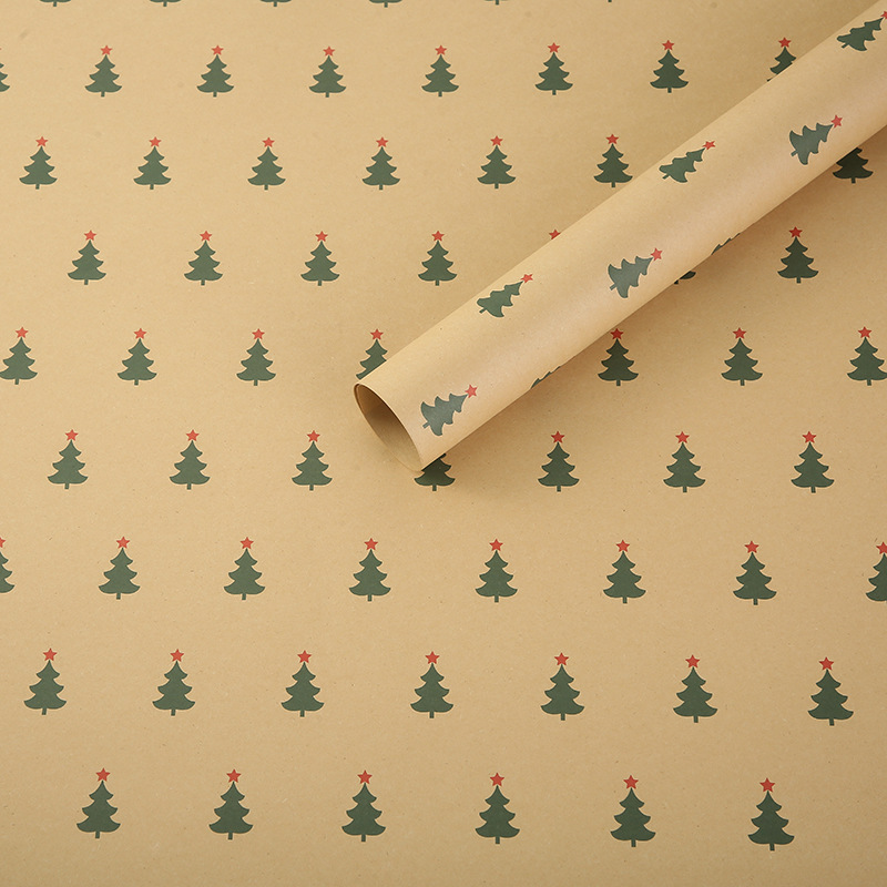 2024 Christmas Gift Packaging Kraft Paper 50*75cm Bouquet Gift Box DIY Simple Style Wrapping Paper