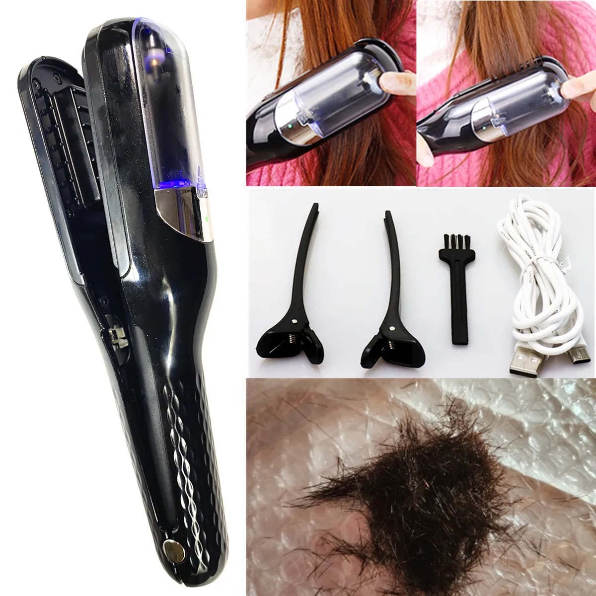 【Direct-sales】 Hair Split Ends Trimmer Easy To Use Hair Split End Remover One-Button Operation Hair End Cutting Machine For Damaged Hair Repair.