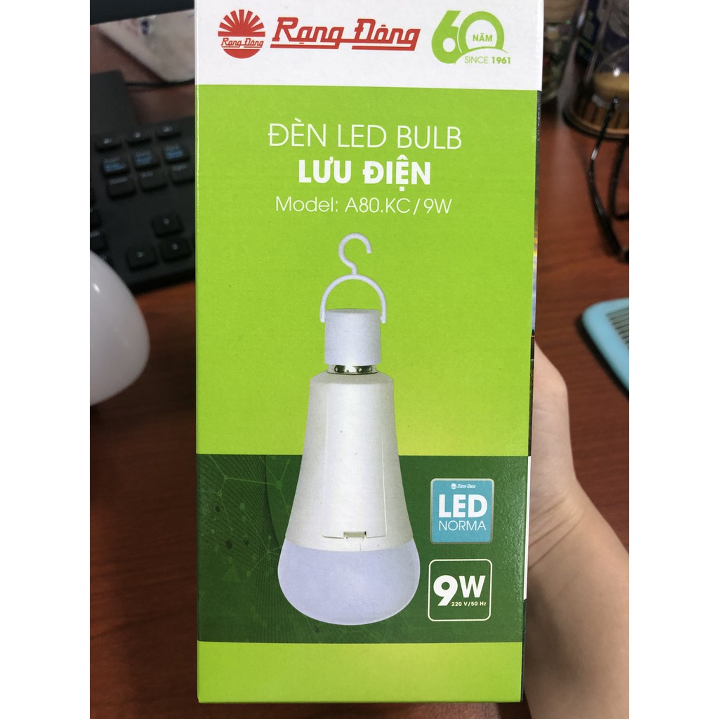 Đèn LED Bulb tích điện 9W Rạng Đông A80.KC/9W