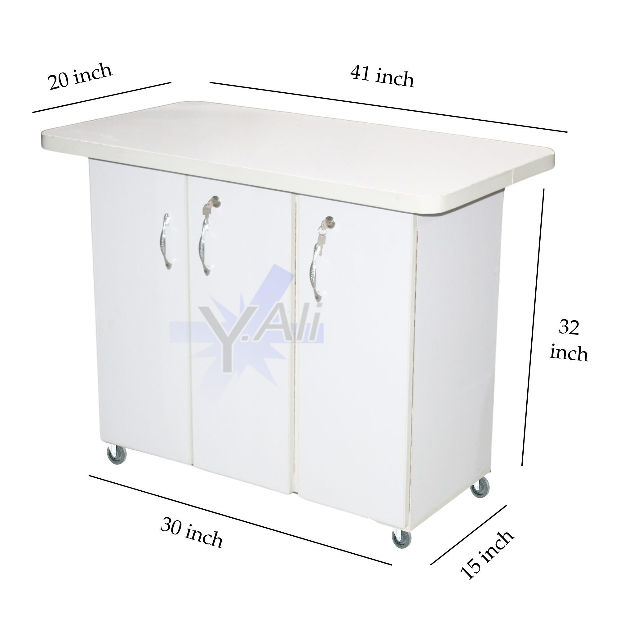 D5 Three Door Wooden Iron Stand (Cabinet Storage Drawer cupboard Iron board iron table wood wooden Furniture)- white