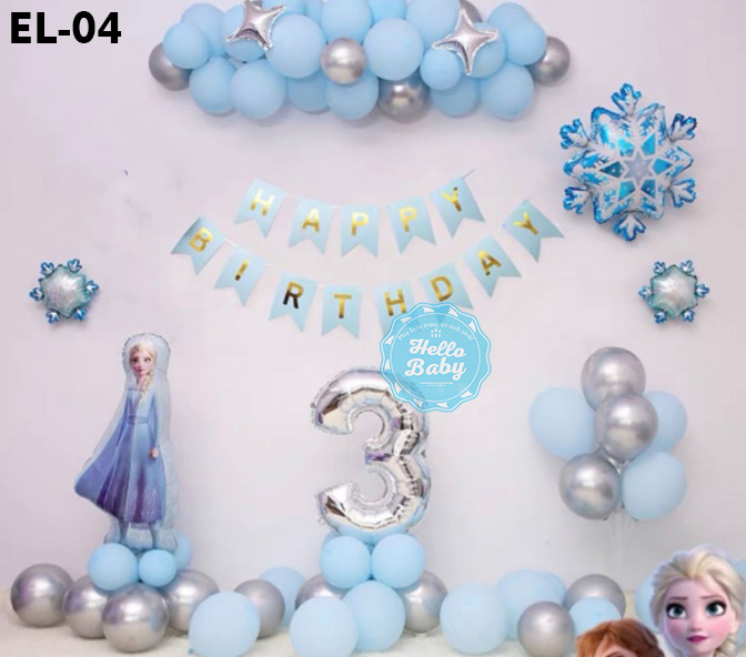 Set balloon birthday decoration theme Elsa