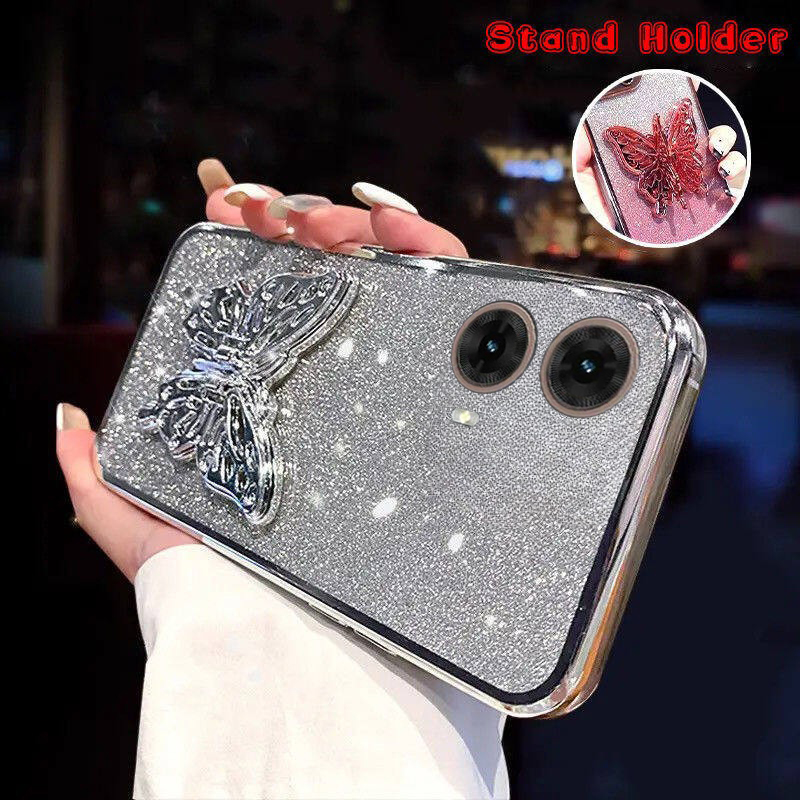 Phone cover Moto G85 G60 G40 Fusion G34 G32 G24 G04S G04 G14 E14 Back case with Cute Butterfly Stand Luxury Slim Gradient Clear Plating Glitter Girls for Motorola Moto G85 G60 G40 Fusion Phone cases. 