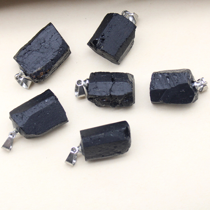 Yuanyan fashion new Black Tourmaline Crystal Gem natural Healing Reiki stone pendant Necklace for jewelry making Charm accessories 1pcs. 