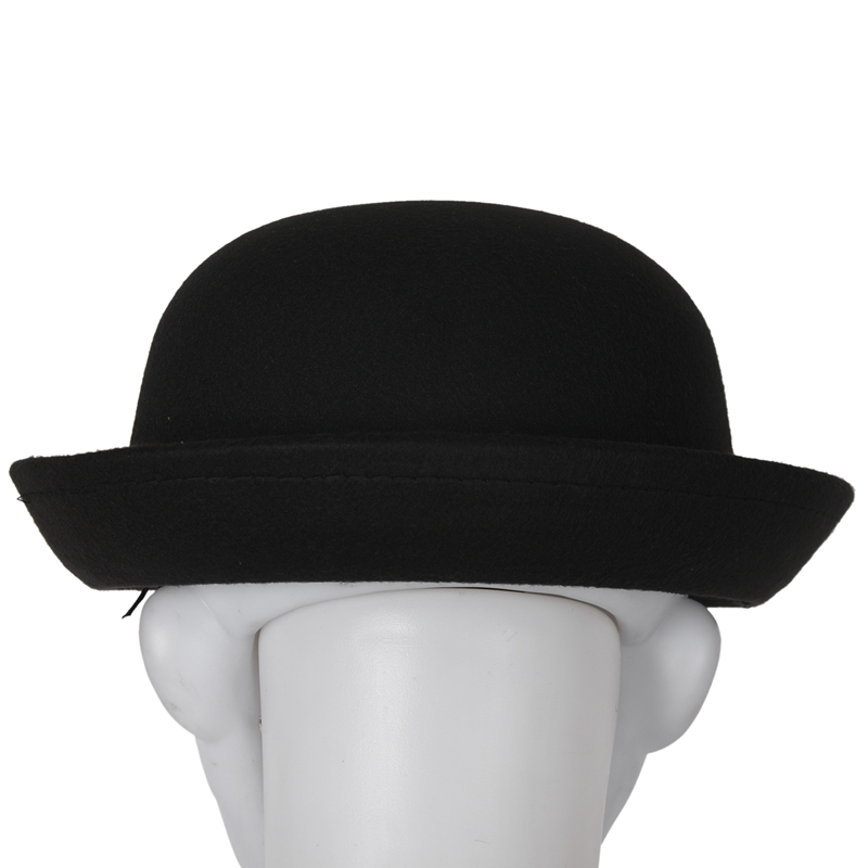 1Piece Melon Bowler Hat Hat Bowler Hat Bowler Hat Felt Hat Chaplin Hat Riding Hat (Black)