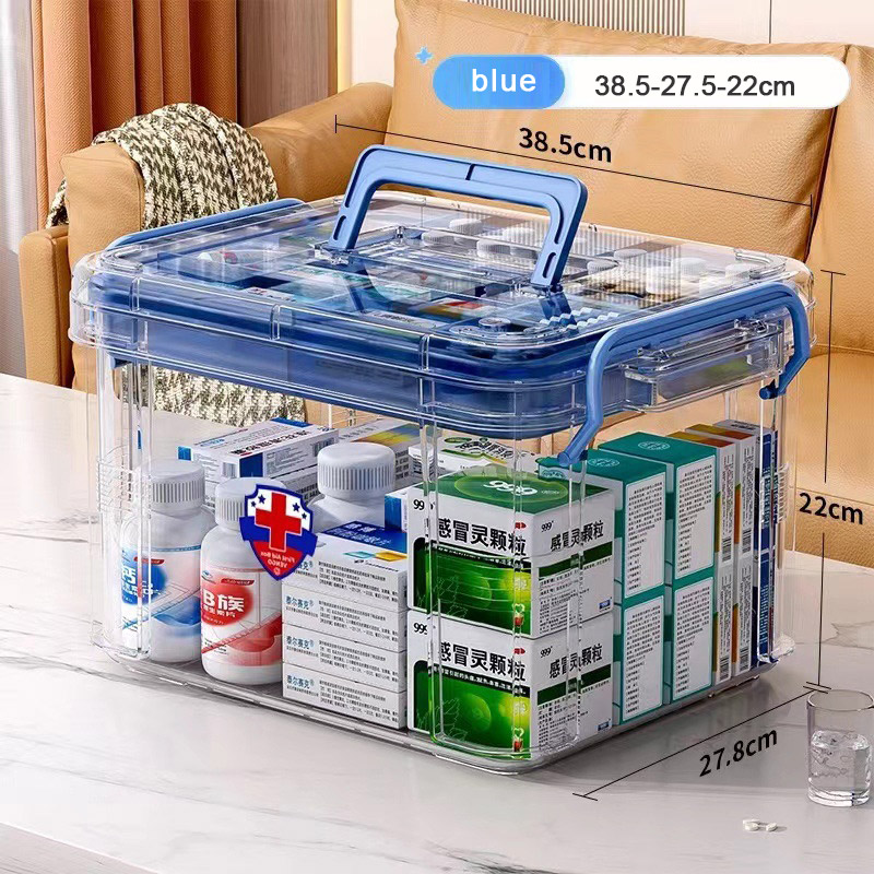 Multi layered medicine box for home use, large capacity medicine storage box, transparent large medical emergency medicine box