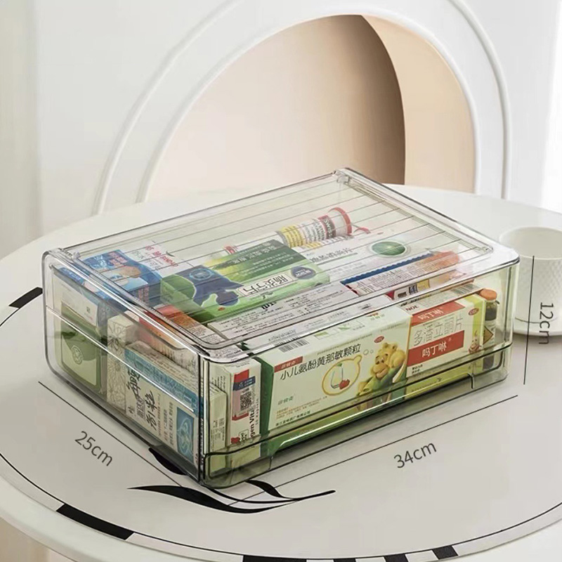 Multi-layer medicine box drawers can be stacked with high-transparency medicine storage boxes and large-capacity dust-proof transparent medicine storage boxes