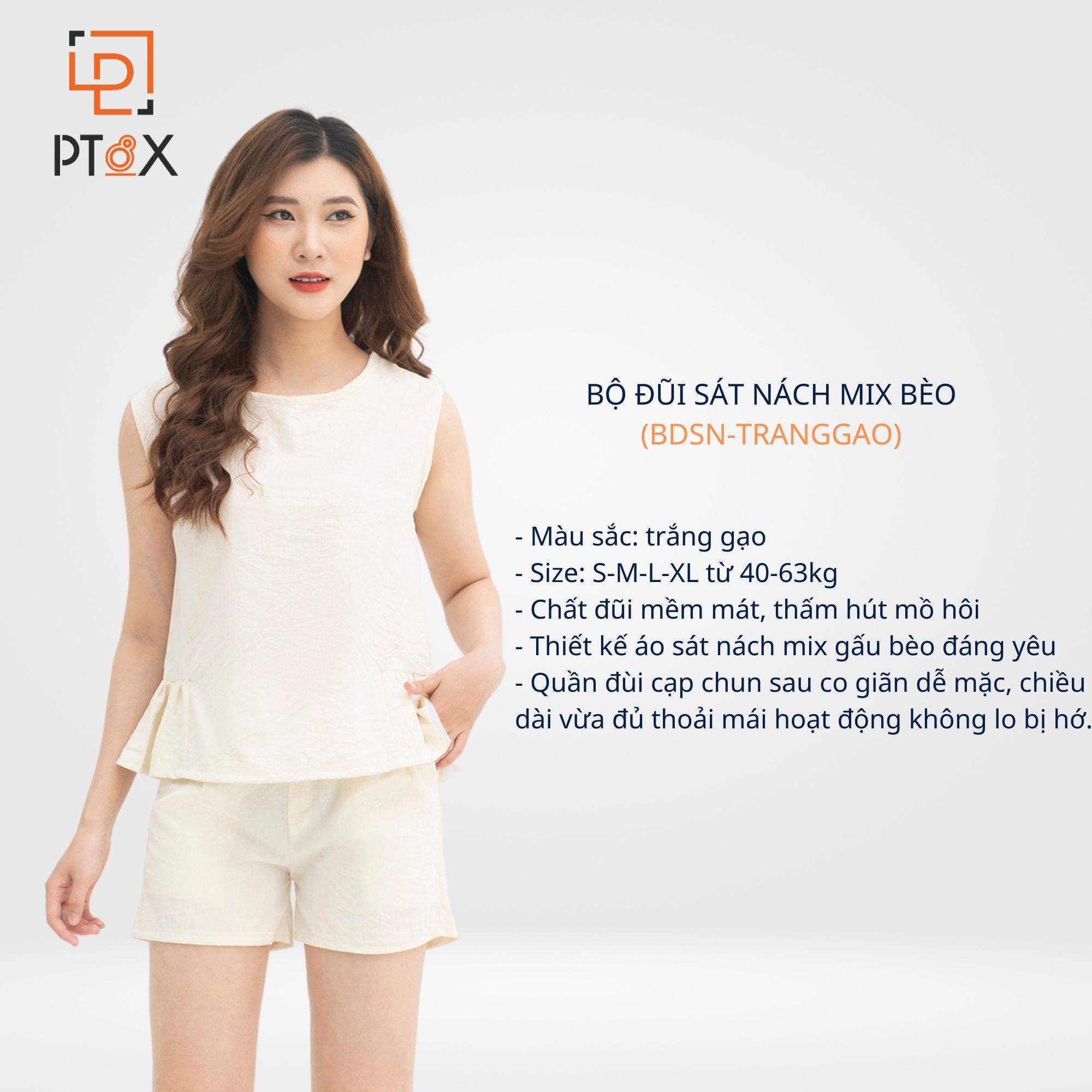 Bộ đồ mặc nhà chất đũi sát nách mix bèo dễ thương PT8X