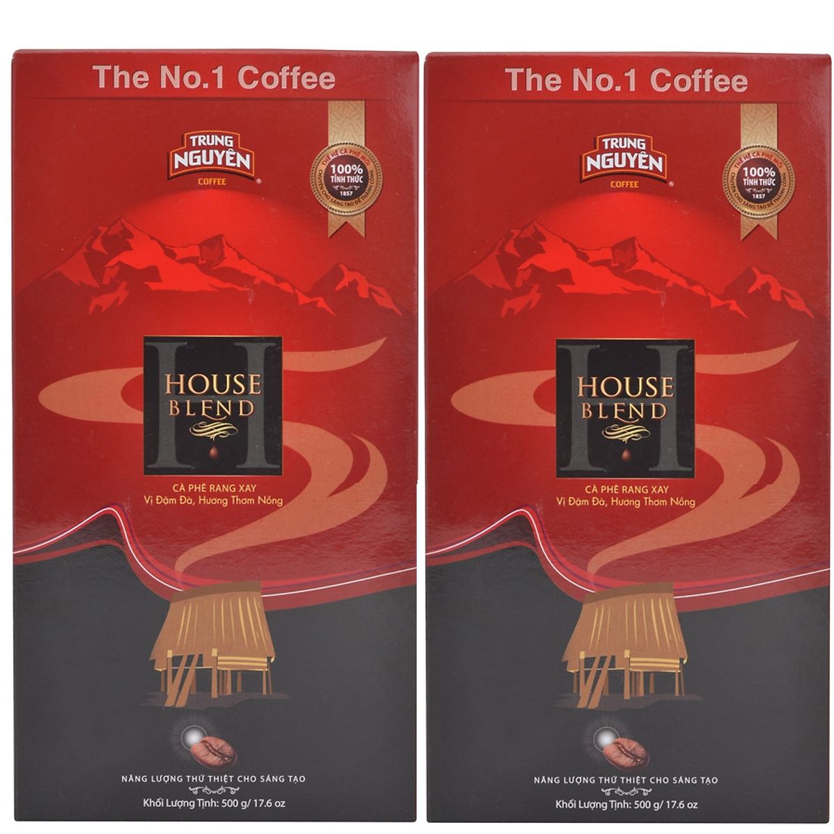 ( 02 HỘP) Cà phê Trung Nguyên House Blend( Hộp 500gam - Cà phê rang xay pha phin Trung Nguyên)