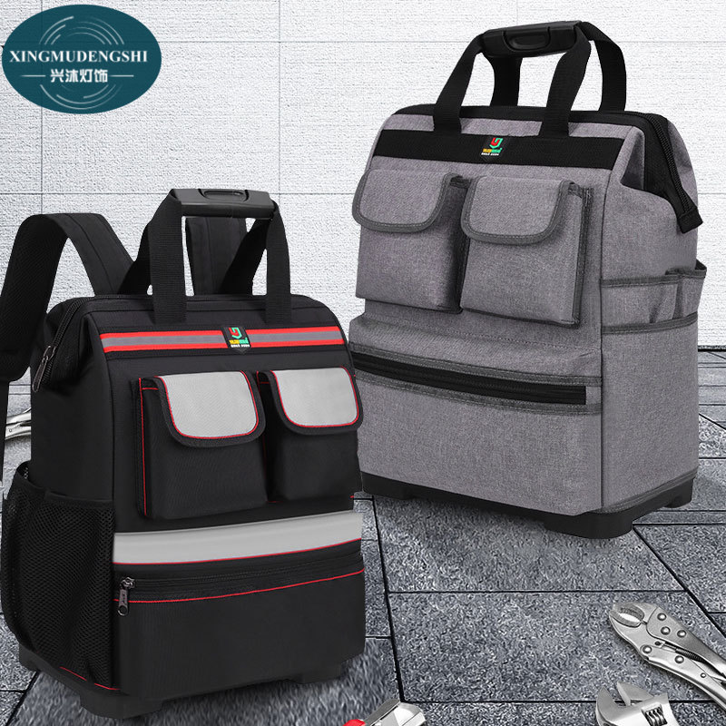 Plastic bottom double shoulder tool backpack large housekeeping service pack cleaning backpack Oxford cloth tool kit portable kit