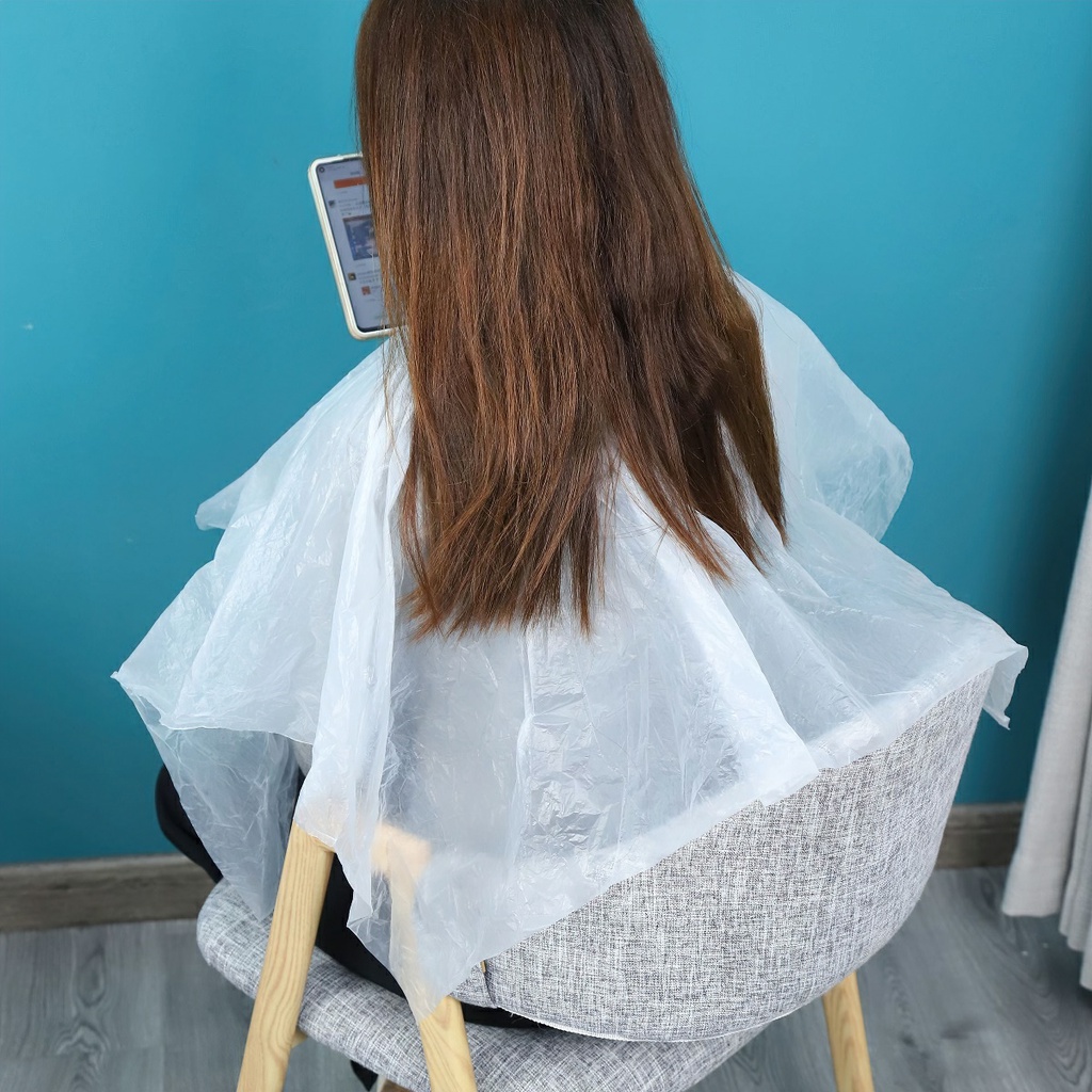 Áo Choàng Nilon Dùng 1 Lần Hỗ Trợ Làm Hóa Chất, Hấp, Nhuộm tóc