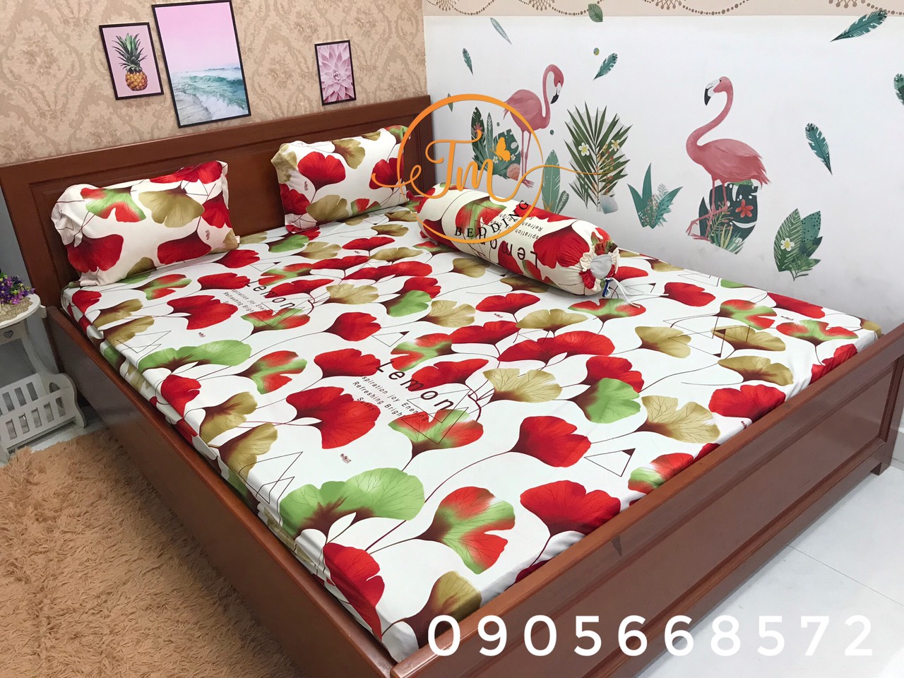 Bộ ga gối { 4 Món } Thun Lạnh Hàn Quốc ( 1 ga bọc + 2 vỏ gối nằm + 1 vỏ gối ôm )
