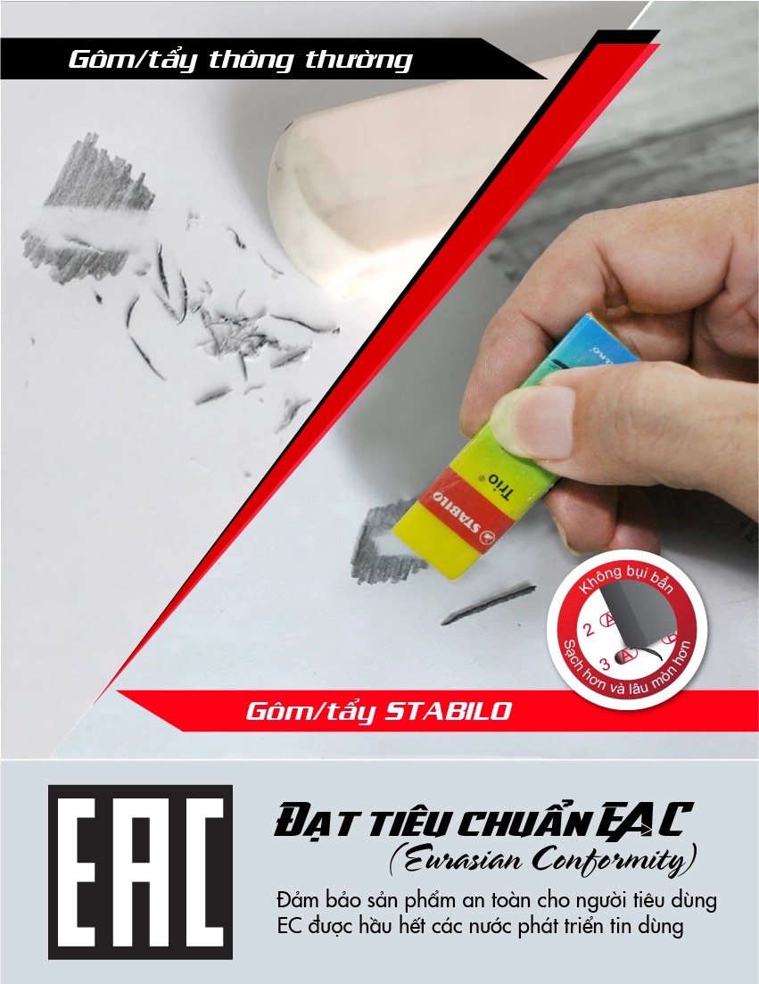 Bộ 2 tẩy STABILO Trio (nhiều màu) ER199-C2