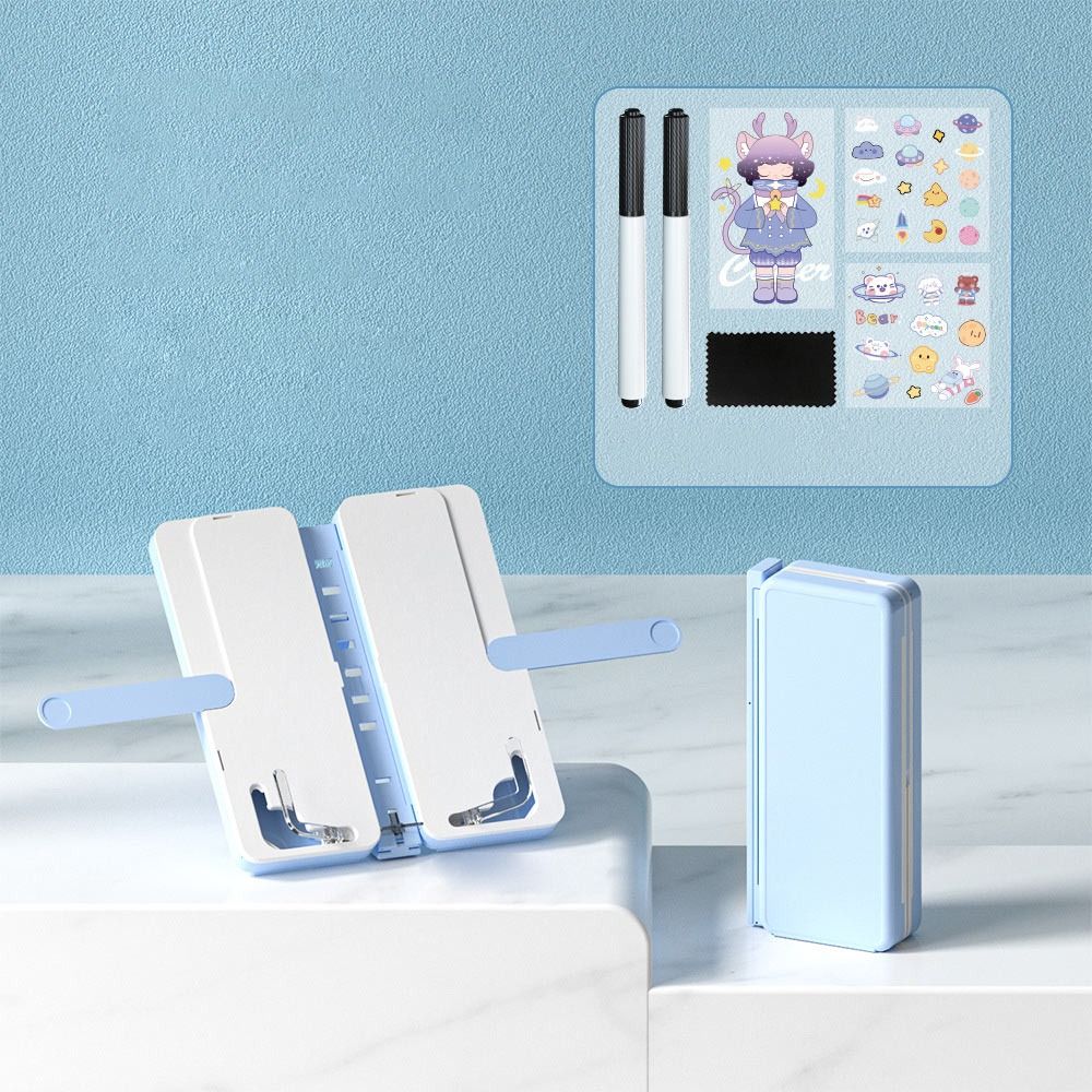 STR6177 Portable Adjustable Reading Bookshelf Reading Stand Pen Case Storing Writing Bracket With Clip