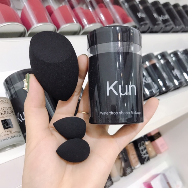 Mút Kun màu Nâu set 3 chiếc tán nền, dặm phấn siêu mềm