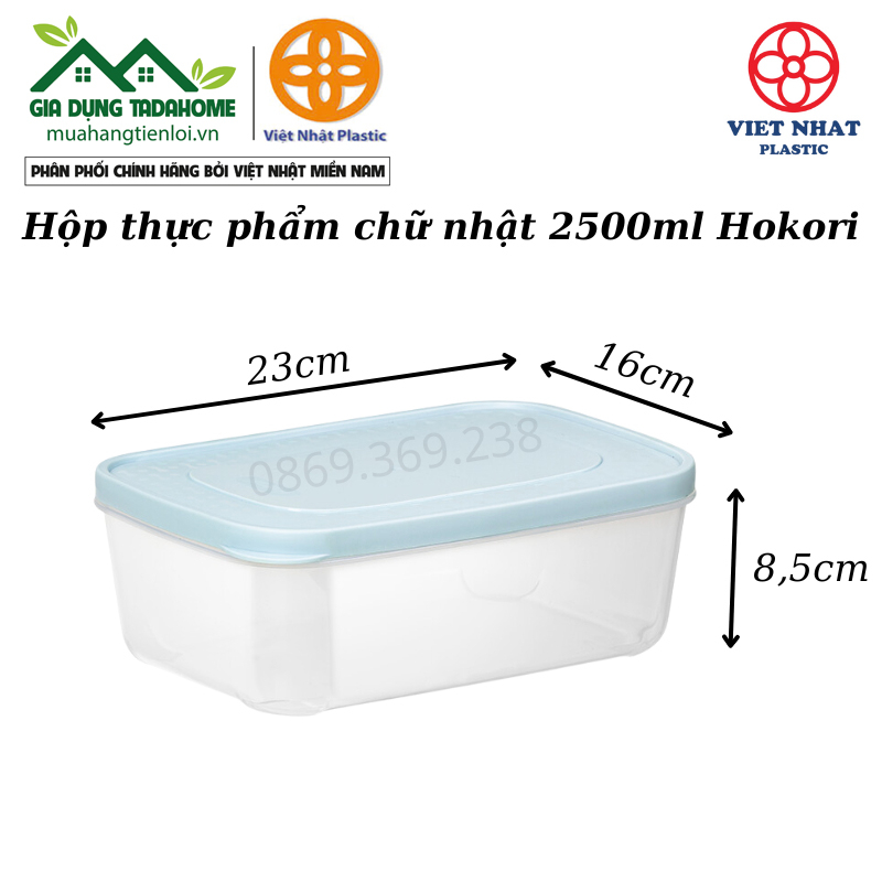 Bộ 3 hộp thực phẩm chữ nhật nắp mềm kín hơi 750 việt nhật hokori 6533 - tadahome
