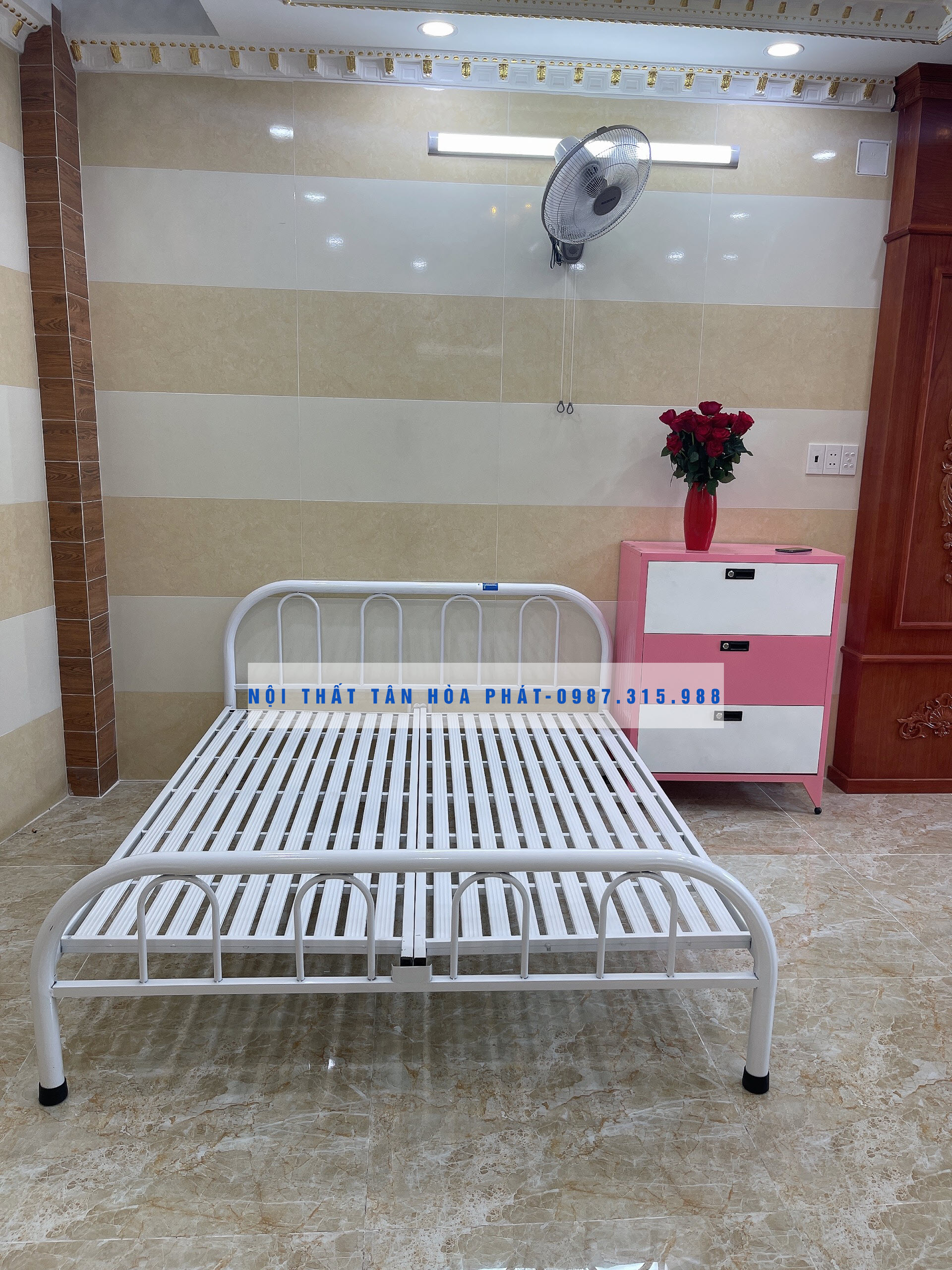 Giường sắt đơn giản kích thước 1m6 x 2m