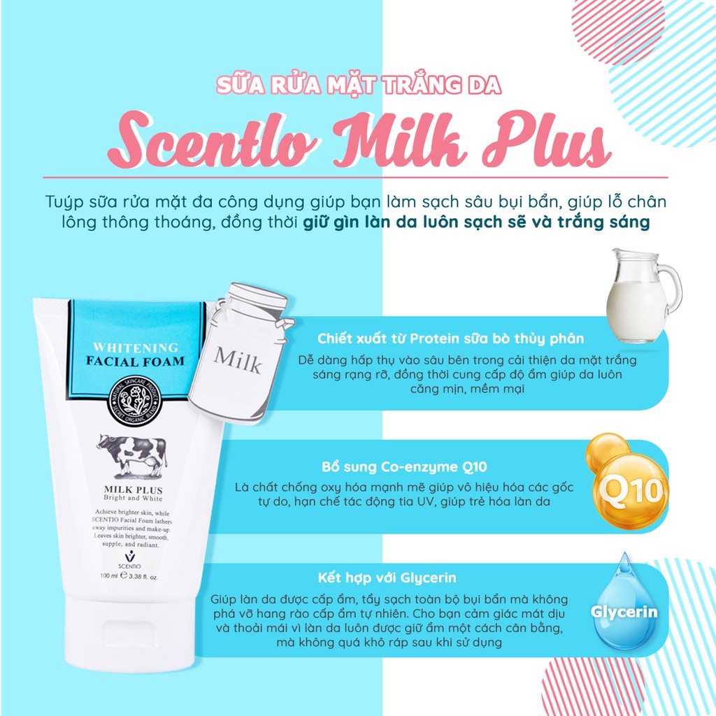 Sữa Rửa Mặt Dưỡng Trắng Da Beauty Buffet Scentio Milk Plus 100ml [HÀNG NHẬP KHẨU CHÍNH HÃNG]