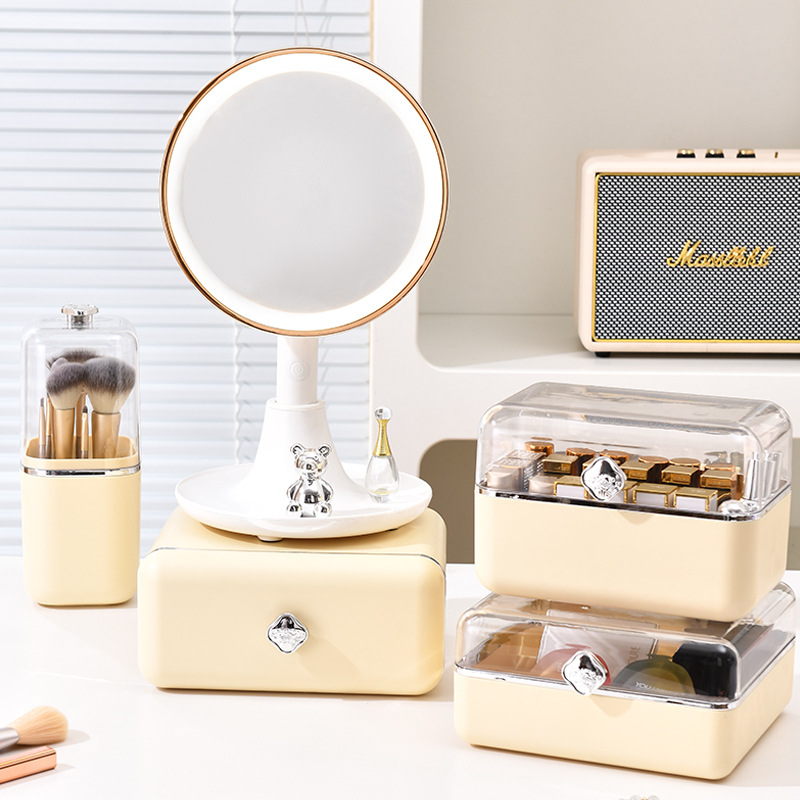NFA Light luxury desktop cosmetics dustproof storage box Drawer type plastic storage jewelry box Student dormitory storage rack