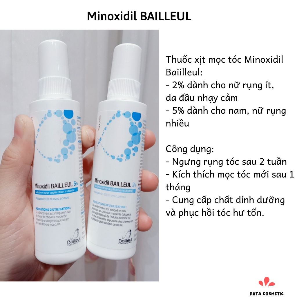 Set 3 chai xịt mọc tóc Minoxidil Bailleul 2% 3x60ml