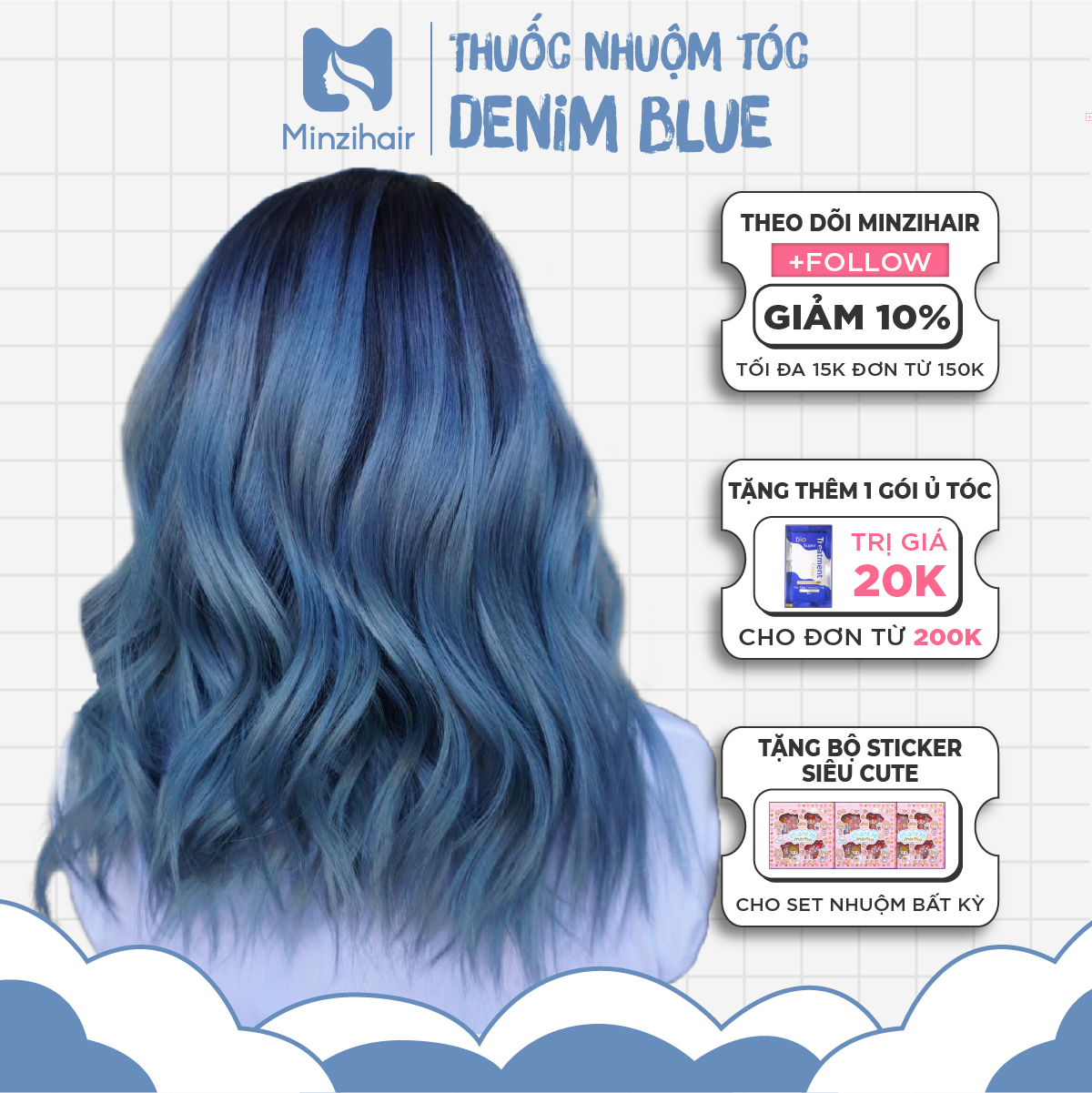 Denim Blue - Khám phá màu sắc ngọt ngào của tóc nhuộm Denim Blue! Sự kết hợp hoàn hảo giữa xanh da trời và xanh lá cây mang đến cho bạn một diện mạo mới hoàn toàn. Định hình lại phong cách của bạn và trở thành tâm điểm của mọi ánh nhìn với tóc nhuộm Denim Blue của chúng tôi! Hãy xem ảnh để cảm nhận sự thay đổi tuyệt vời này.