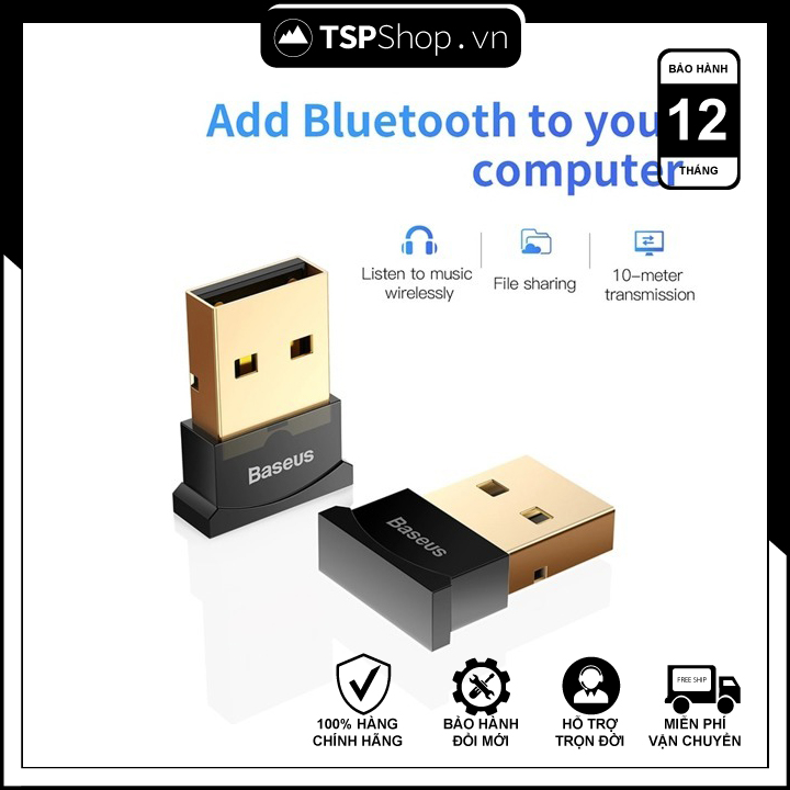 Baseus Mini USB Bluetooth CSR 4.0 Adapter cho máy tính / Laptop Windows (USB Bluetooth Receiver Adapter)