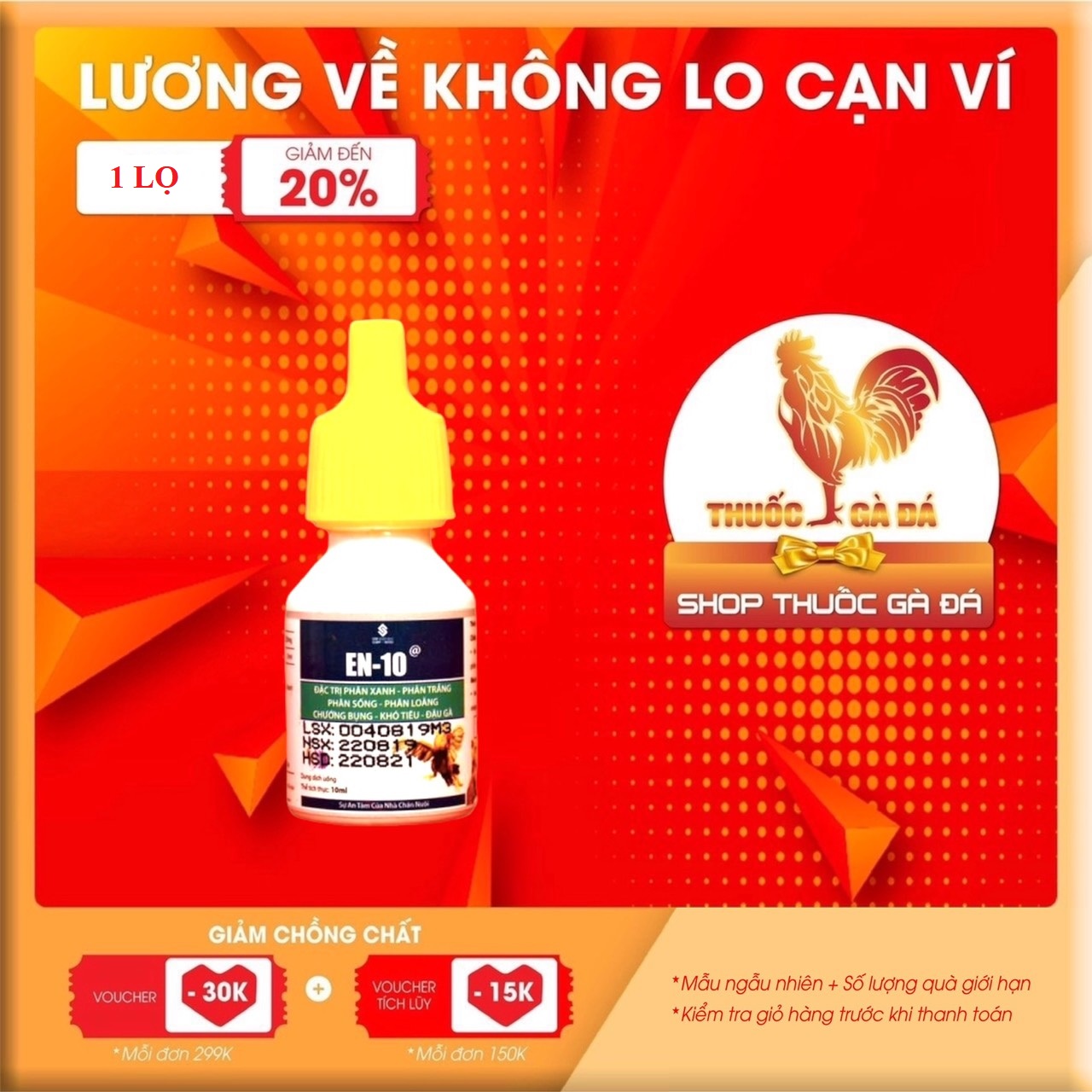 Uv en - 10 xanh khò khè, xỗ mũi cho gà đá