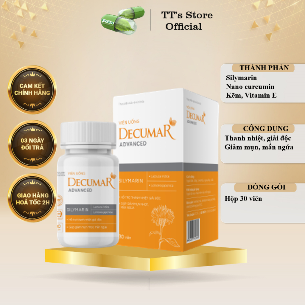 Viên uống Decumar Advanced ngừa mụn, giảm nhờn, (Lọ 30 viên)
