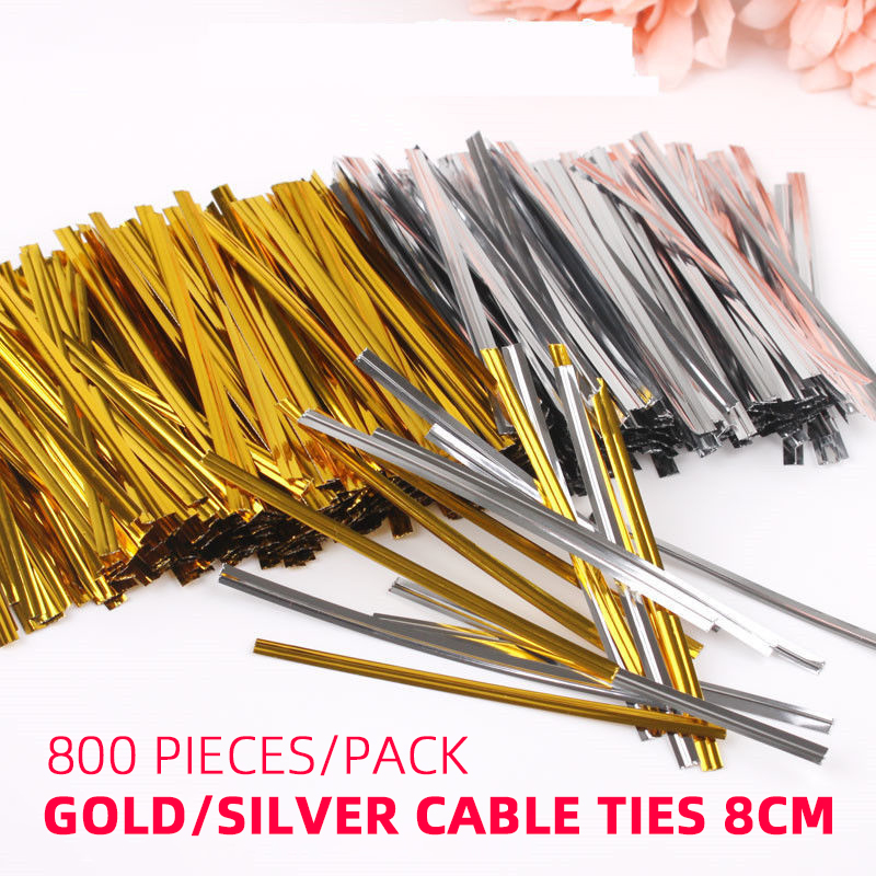 800pcs Multicolor Metallic Twist Ties Plastic Wire for Bread Bag Coffee Bag  Candy DIY Baking Gift Packaging Cellophane Lollipop Dessert Sealing Wire  Organizer Cable